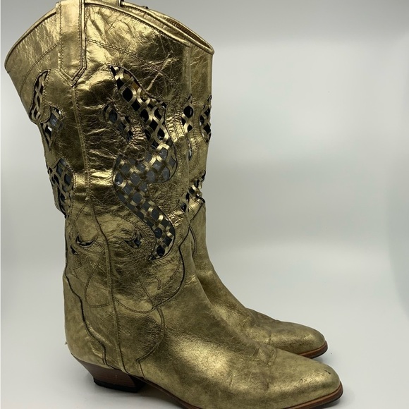 No name golden leather western boots. - Picture 5 of 16